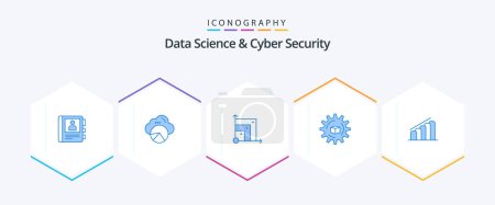 Illustration for Data Science And Cyber Security 25 Blue icon pack including progress. scince. scalabel. slustion. atoumated - Royalty Free Image
