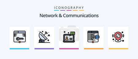 Illustration for Network And Communications Line Filled 5 Icon Pack Including configuration. setting. communication. zip. files. Creative Icons Design - Royalty Free Image
