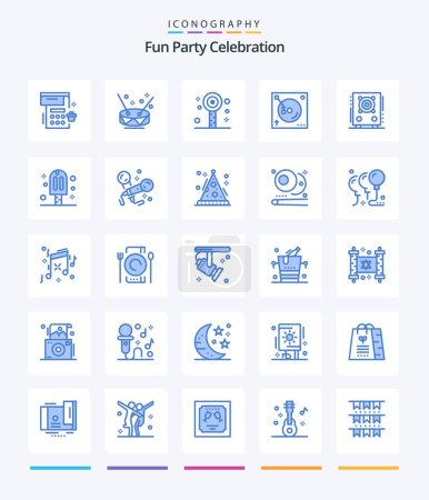 Téléchargez les illustrations : Creative Party 25 Blue icon pack  Such As loudspeaker. sound. fun. party. mix - en licence libre de droit