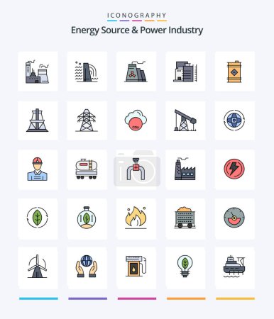 Téléchargez les illustrations : Creative Energy Source And Power Industry 25 Line FIlled icon pack  Such As oil. construction. electrical. co industry. invironmental - en licence libre de droit