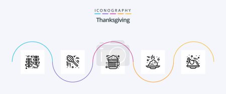 Téléchargez les illustrations : Thanksgiving Line 5 Icon Pack Including holiday. porridge. chocolate. food. breakfast - en licence libre de droit