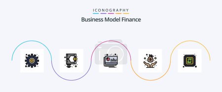 Téléchargez les illustrations : Finance Line Filled Flat 5 Icon Pack Including venture. fund. tax. capital. financier - en licence libre de droit
