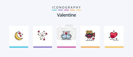 Ilustración de Valentine Line Filled 5 Icon Pack Including love. valentines. love. valentine. propose. Creative Icons Design - Imagen libre de derechos