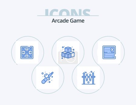 Illustration for Arcade Blue Icon Pack 5 Icon Design. . pacman. game. games. play - Royalty Free Image