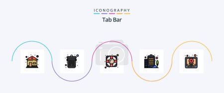 Téléchargez les illustrations : Tab Bar Line Filled Flat 5 Icon Pack Including . support. pictures. image - en licence libre de droit