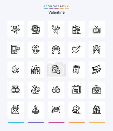 Ilustración de Creative Valentine 25 OutLine icon pack  Such As love. valentines. love. valentine. love - Imagen libre de derechos