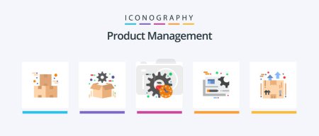 Téléchargez les illustrations : Product Management Flat 5 Icon Pack Including gear. document. package. time. manager. Creative Icons Design - en licence libre de droit