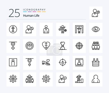 Ilustración de Human 25 Line icon pack including view. human eye. business. eye. scanner - Imagen libre de derechos