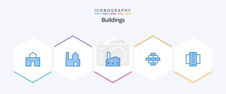 Illustration for Buildings 25 Blue icon pack including apartments. building. industry. bricks. industry - Royalty Free Image