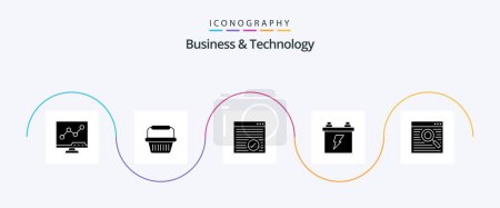 Téléchargez les illustrations : Business and Technology Glyph 5 Icon Pack Including online. energy. browser. electric. accumulator - en licence libre de droit