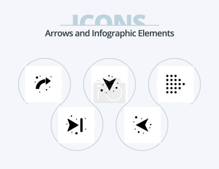 Ilustración de Arrow Glyph Icon Pack 5 Icon Design. dotted. arrow. arrows. full. arrow - Imagen libre de derechos