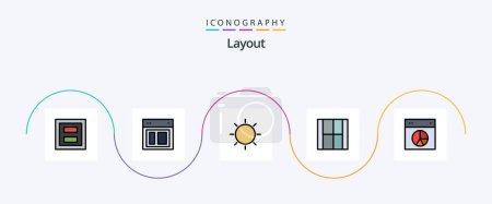 Téléchargez les illustrations : Layout Line Filled Flat 5 Icon Pack Including draw. create. web. tool. layout - en licence libre de droit