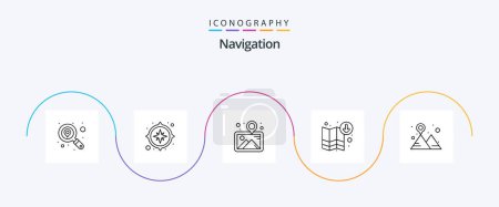 Téléchargez les illustrations : Navigation Line 5 Icon Pack Including map. camping. location. navigation. download - en licence libre de droit