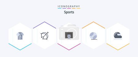 Téléchargez les illustrations : Sports 25 Flat icon pack including sport. ball. point. net. court - en licence libre de droit