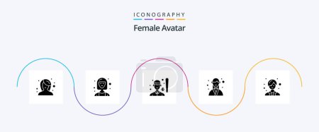 Ilustración de Female Avatar Glyph 5 Icon Pack Including organizer. event. manager. designer. p - Imagen libre de derechos