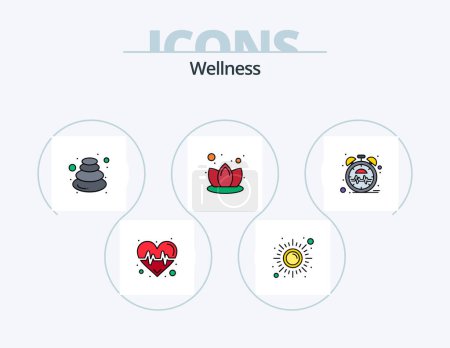 Illustration for Wellness Line Filled Icon Pack 5 Icon Design. toothbrush. brush. drop. health. green - Royalty Free Image