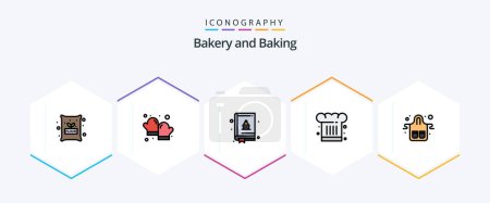 Téléchargez les illustrations : Baking 25 FilledLine icon pack including food. restaurant. baking. cook. chef - en licence libre de droit