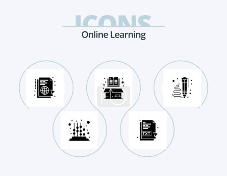 Ilustración de Online Learning Glyph Icon Pack 5 Icon Design. open. cardboard. learning. box. sync - Imagen libre de derechos