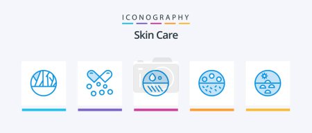 Illustration for Skin Blue 5 Icon Pack Including strength. mineral. omega pills. calcium. skin. Creative Icons Design - Royalty Free Image