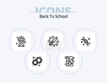Téléchargez les illustrations : Back To School Line Icon Pack 5 Icon Design. education. biology. online. back to school. education - en licence libre de droit