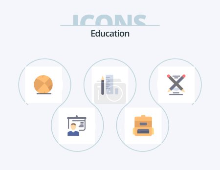 Ilustración de Education Flat Icon Pack 5 Icon Design. pencil. education. ball. scale. pen - Imagen libre de derechos