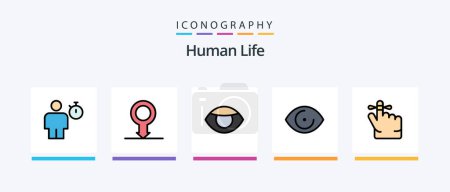 Illustration for Human Line Filled 5 Icon Pack Including face. mobile. in. human. body. Creative Icons Design - Royalty Free Image