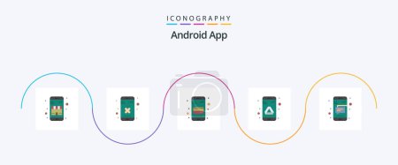 Illustration for Android App Flat 5 Icon Pack Including mobile. storage. atm card. google. app - Royalty Free Image