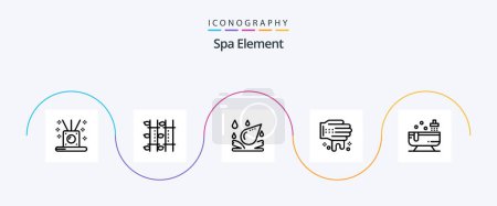 Téléchargez les illustrations : Spa Element Line 5 Icon Pack Including shower. bathroom. spa. spa. hand - en licence libre de droit
