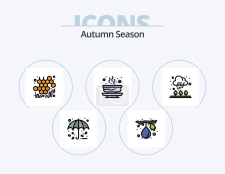 Téléchargez les illustrations : Autumn Line Filled Icon Pack 5 Icon Design. . . fall. firewood. countryside - en licence libre de droit
