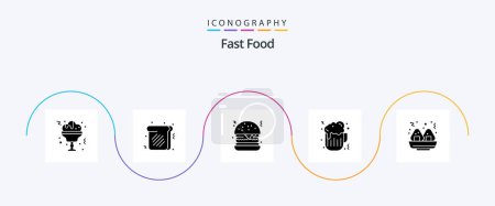 Téléchargez les illustrations : Fast Food Glyph 5 Icon Pack Including . food. food - en licence libre de droit