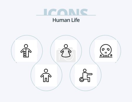 Illustration for Human Line Icon Pack 5 Icon Design. disabled. people. bones. office. jobless - Royalty Free Image
