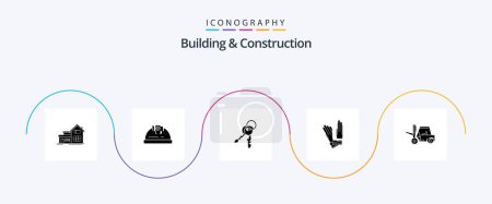 Illustration for Building And Construction Glyph 5 Icon Pack Including lifting. repair. keys. construction. gloves - Royalty Free Image