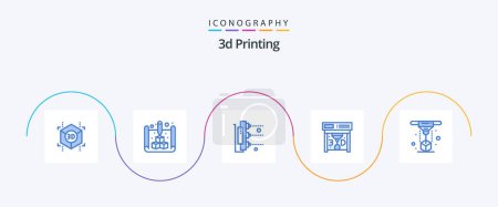 Illustration for 3d Printing Blue 5 Icon Pack Including printing. 3d printing. 3d. 3d. machine - Royalty Free Image