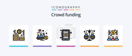 Téléchargez les illustrations : Crowdfunding Line Filled 5 Icon Pack Including funding. equity. stock. budget. sponsor. Creative Icons Design - en licence libre de droit