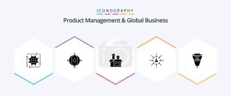 Illustration for Product Managment And Global Business 25 Glyph icon pack including selection. choose. product. choice. product - Royalty Free Image