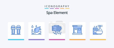 Illustration for Spa Element Blue 5 Icon Pack Including wax. service. washing. relax. spa. Creative Icons Design - Royalty Free Image