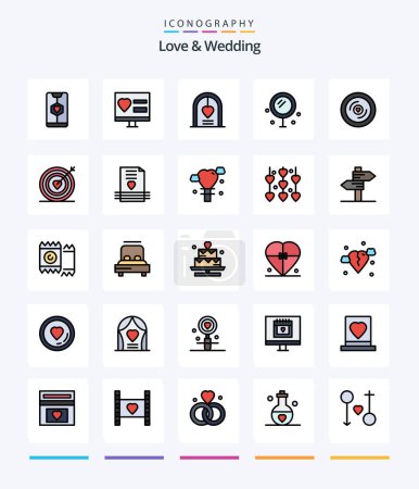 Ilustración de Creative Love And Wedding 25 Line FIlled icon pack  Such As love. cosmetics. web. wedding. love - Imagen libre de derechos