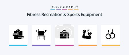 Ilustración de Fitness Recreation And Sports Equipment Glyph 5 Icon Pack Including athletic. heart. machine. muscle. sports. Creative Icons Design - Imagen libre de derechos