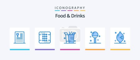 Ilustración de Food and Drinks Blue 5 Icon Pack Including food. lollipop. food. food. cooking. Creative Icons Design - Imagen libre de derechos