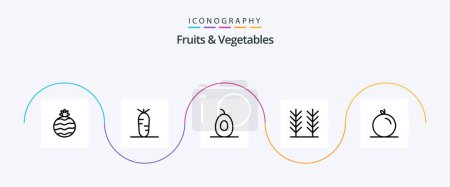 Téléchargez les illustrations : Fruits and Vegetables Line 5 Icon Pack Including . cereal. orange - en licence libre de droit