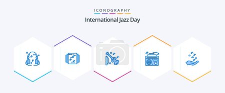 Téléchargez les illustrations : International Jazz Day 25 Blue icon pack including rock. hand. music. fist. play - en licence libre de droit