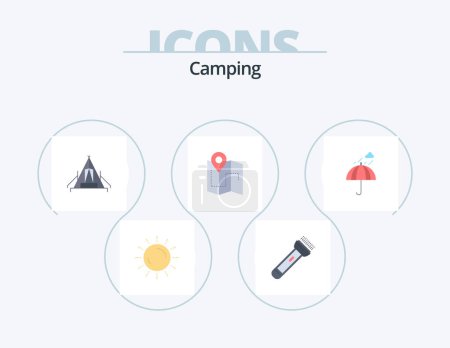 Ilustración de Camping Flat Icon Pack 5 Icon Design. camping. camping. outdoor. camp - Imagen libre de derechos