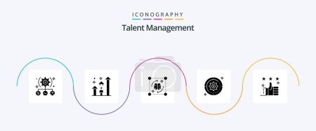 Téléchargez les illustrations : Talent Management Glyph 5 Icon Pack Including cog. setting. progress. storming. file - en licence libre de droit