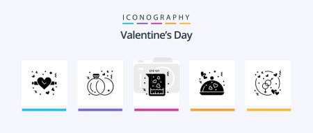 Illustration for Valentines Day Glyph 5 Icon Pack Including love. engagement. flask. valentine. restaurant. Creative Icons Design - Royalty Free Image