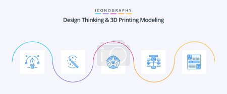 Ilustración de Design Thinking And D Printing Modeling Blue 5 Icon Pack Including browser. data. pentacle. chart. flowchart - Imagen libre de derechos