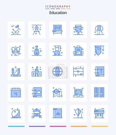 Illustration for Creative Education 25 Blue icon pack  Such As trophy. cup. drafting. award. studies - Royalty Free Image