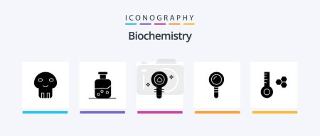 Ilustración de Biochemistry Glyph 5 Icon Pack Including temperature. find. biochemistry. lab. laboratory. Creative Icons Design - Imagen libre de derechos
