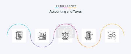 Téléchargez les illustrations : Taxes Line 5 Icon Pack Including finance. payment. expenses. online banking. mortgage loan - en licence libre de droit