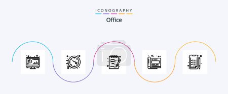 Illustration for Office Line 5 Icon Pack Including business. paper. watch. office. design - Royalty Free Image