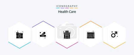 Téléchargez les illustrations : Health Care 25 Glyph icon pack including gender. online. healthcare. medical. healthcare - en licence libre de droit